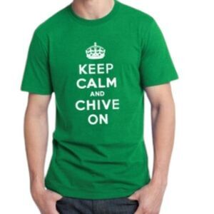 Keep Calm & Chive On Tee T Shirt Green Top Adult Size Small